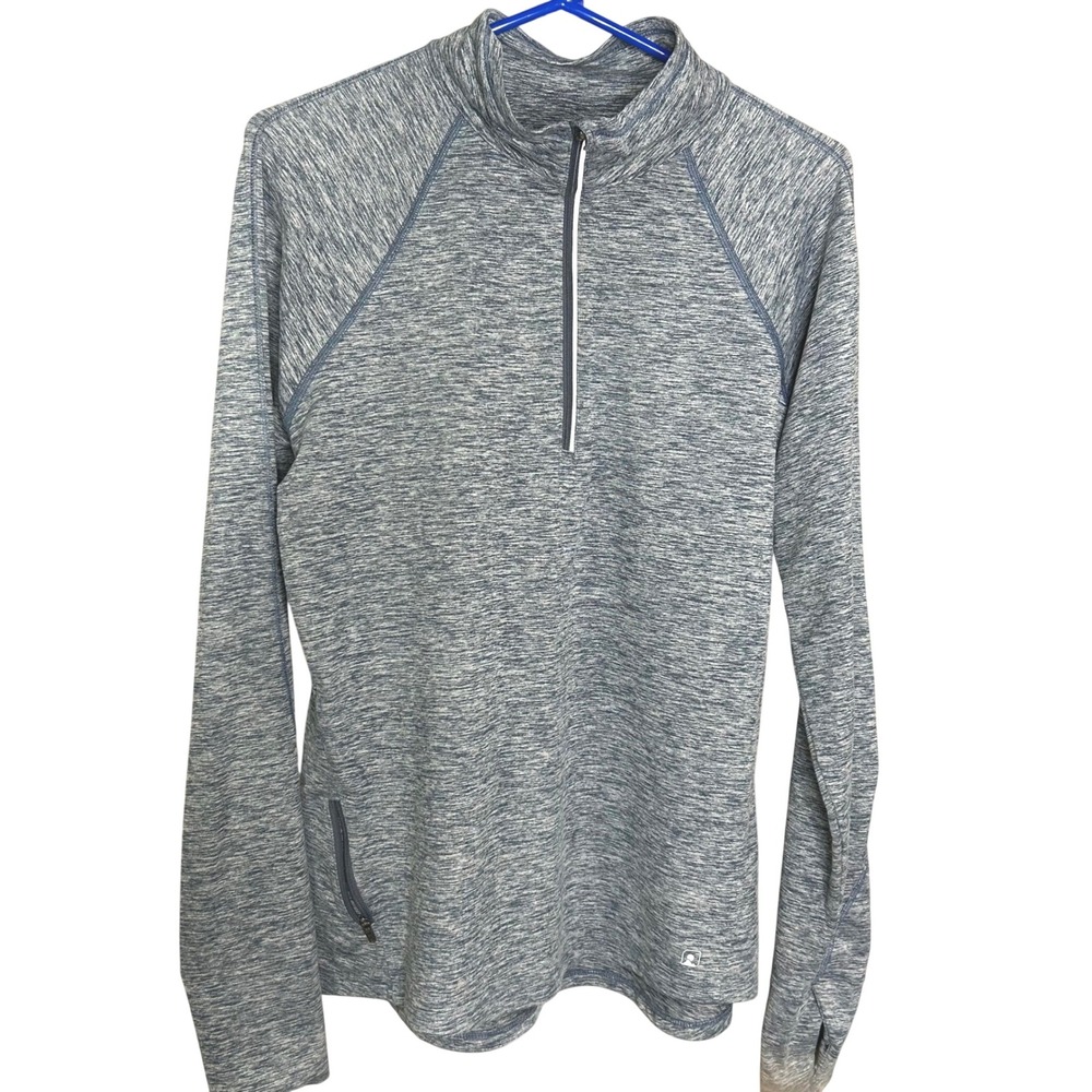 Eastern Mountain Sports EMS Techwick Womens L Blue Space Dye 1/4 Zip Pullover